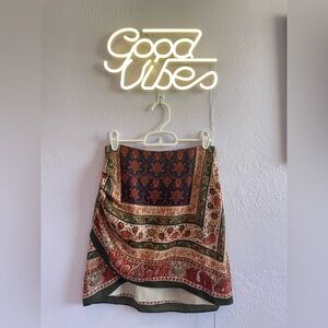 Vici Multicolor Boho Print Mini Skirt (Navy, Red, Olive)